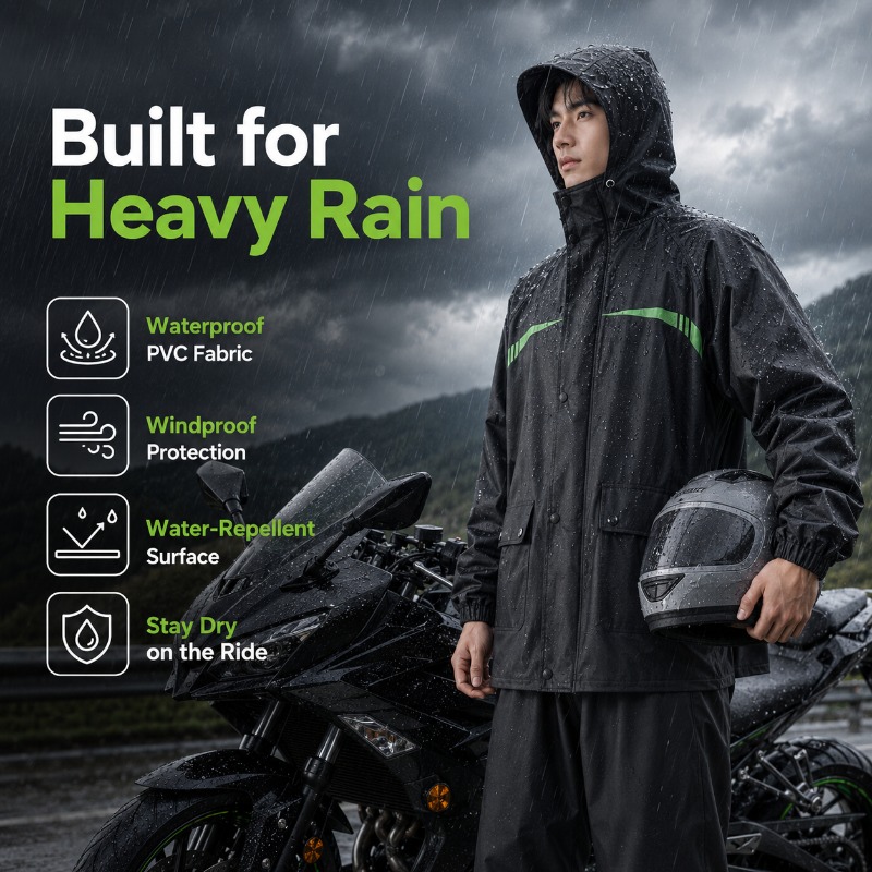 Unisex 2-Piece Waterproof Cycl - Cycling Rain Jacket Commute 评论和价格