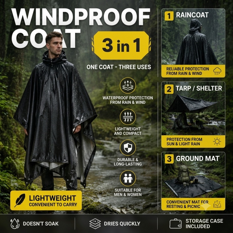 Hooded Rain Poncho for Adults  - Cycling Rain Jacket Commute 评论和价格